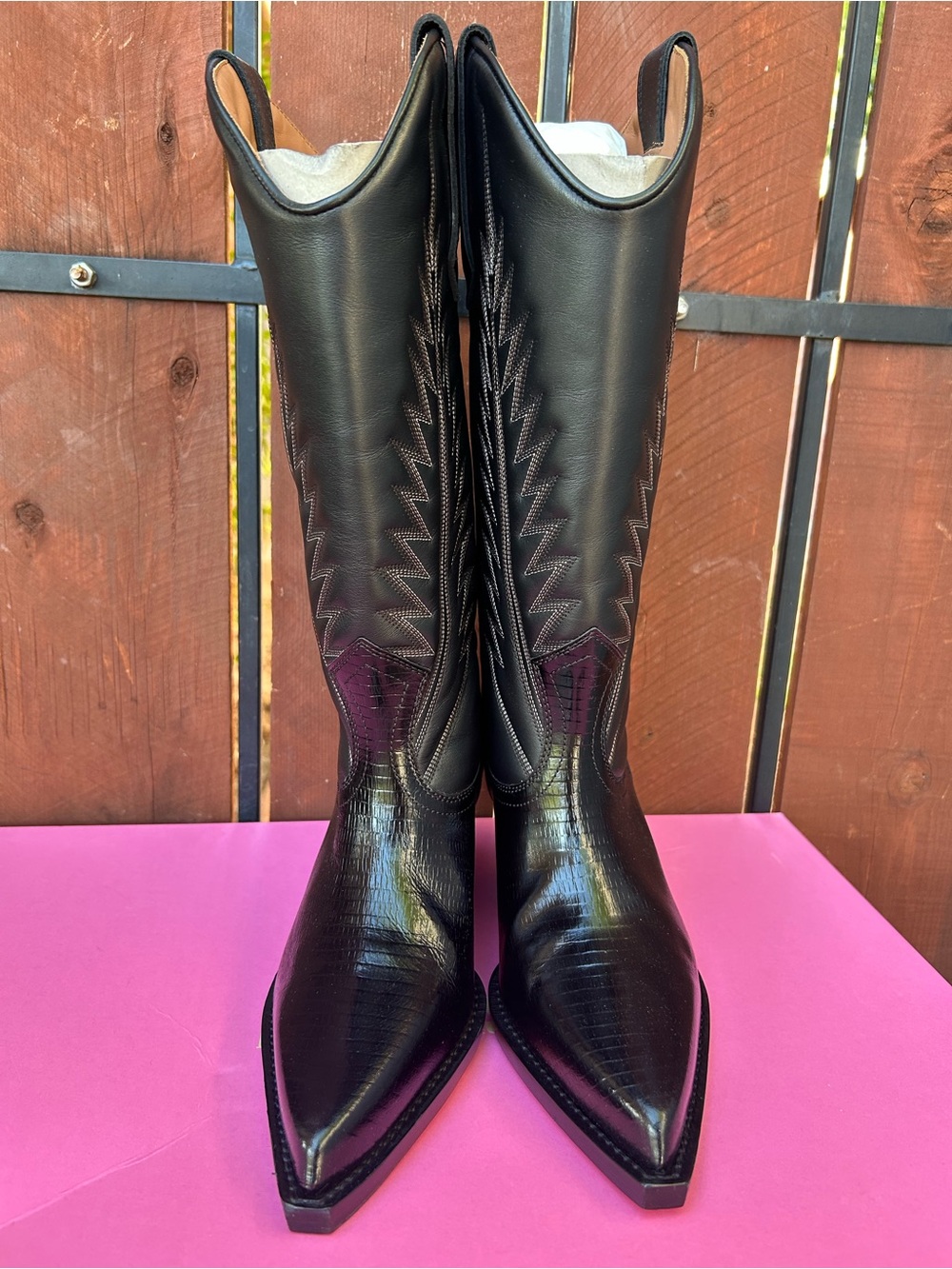 Paris Texas Black Leather Cowboy Boots - Picture 5 of 10